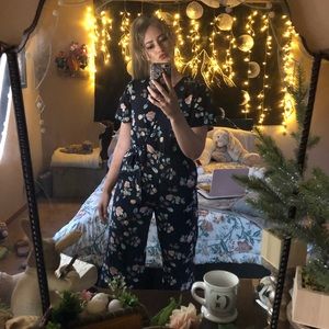 Navy Floral Boho Shabby Chic Cottage Vibes Romper